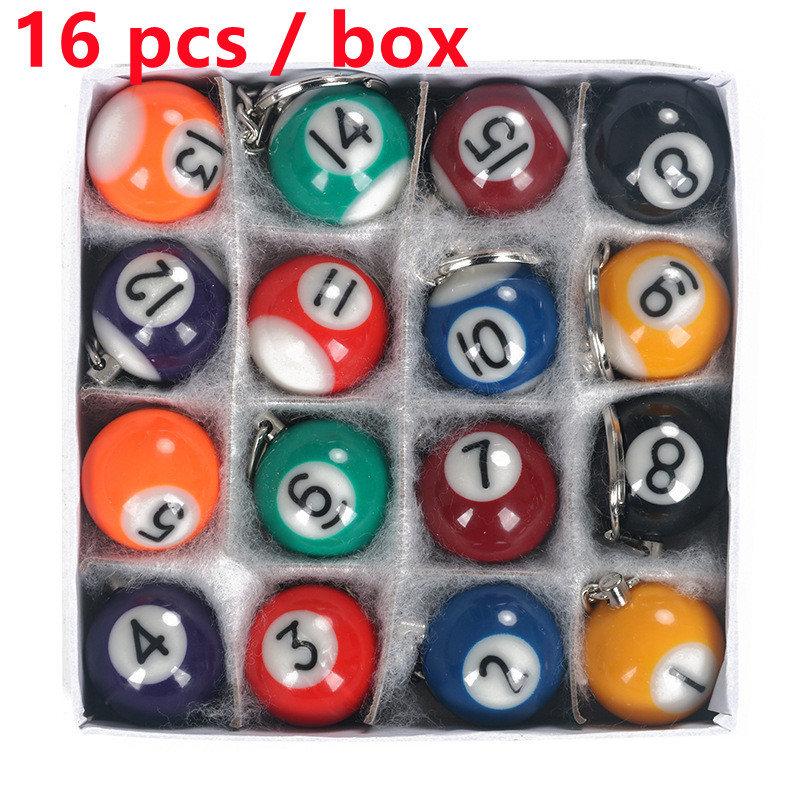 Resin Art Alphabet - 16pcs/Set Mini Billiards Shaped Keyring Assorted