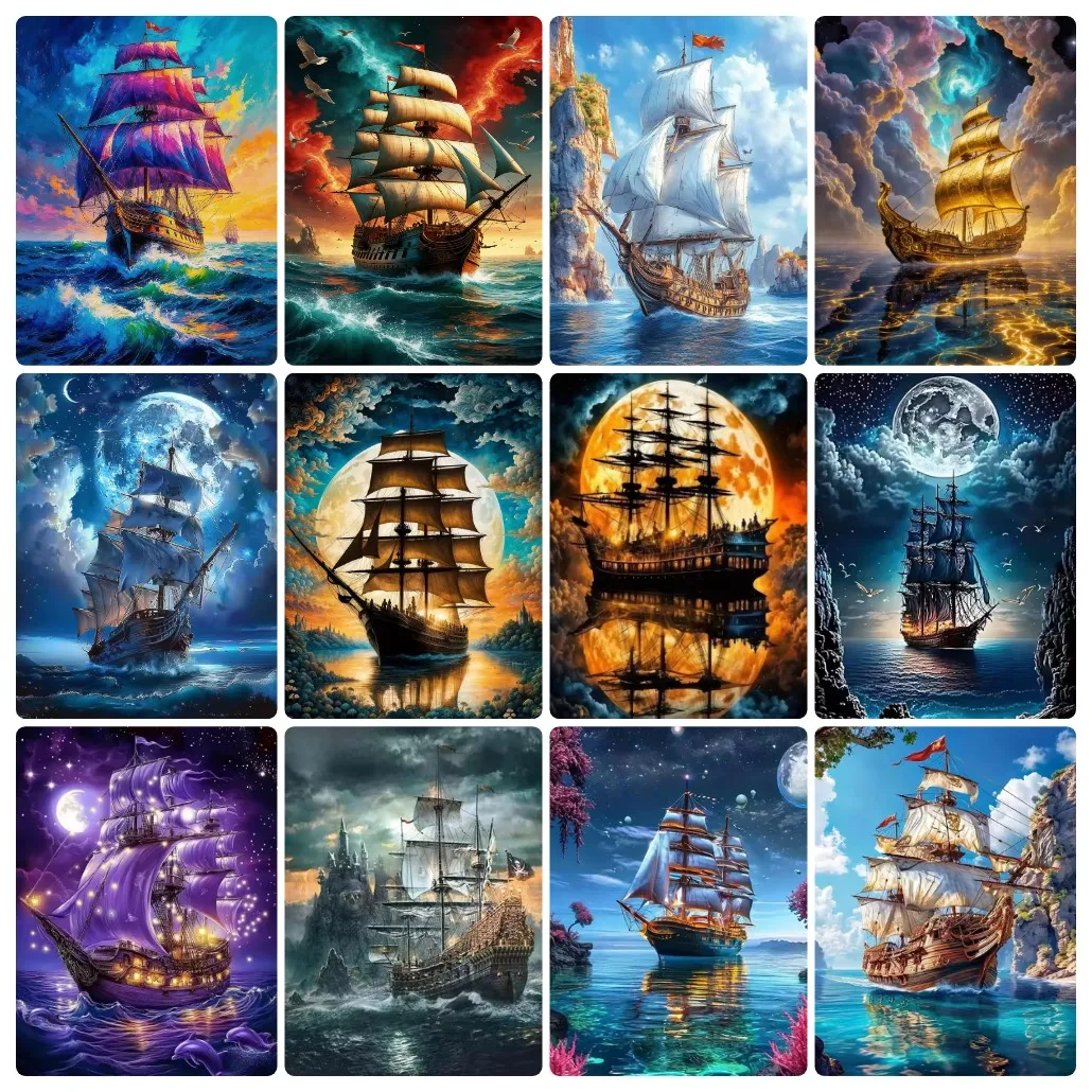 Diamond Painting Sailboat Land - Resin Art Work recension och pris