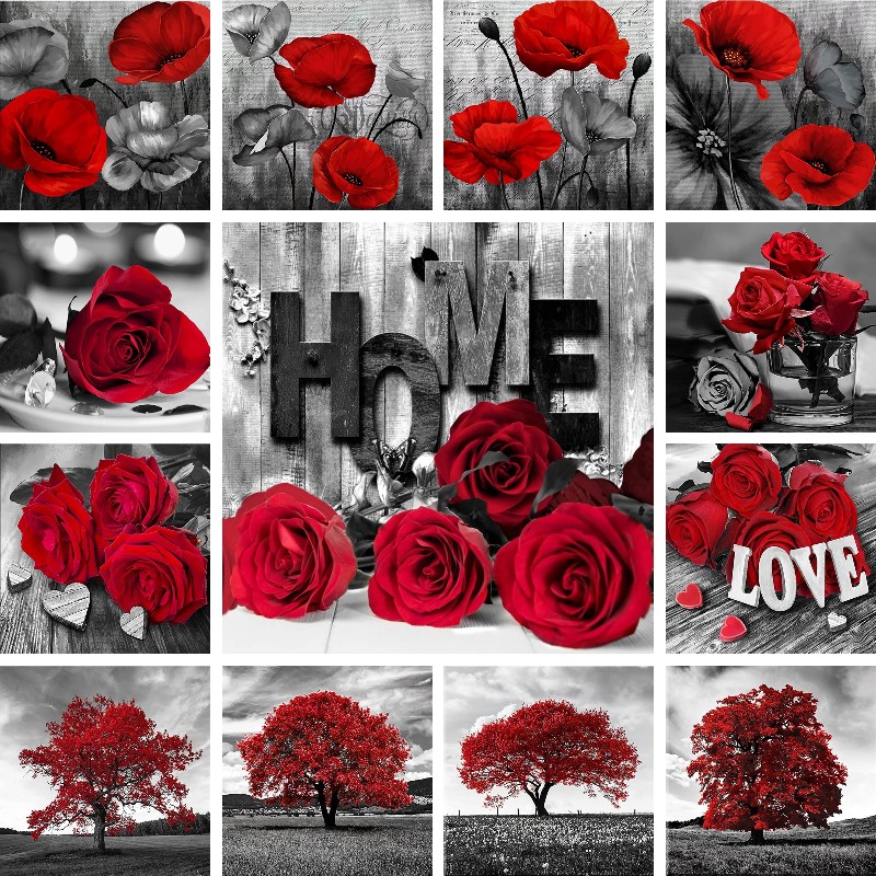 Mosaic Diamond Red Black Art L - Resin Art Rose recension och pris